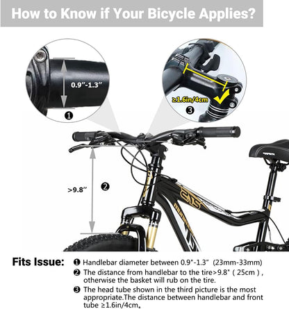 Bicycle Basket Dog Bike Handlebar Basket Front,Folding Detachable Quick Release Easy Install,Cycling Picnic Bag