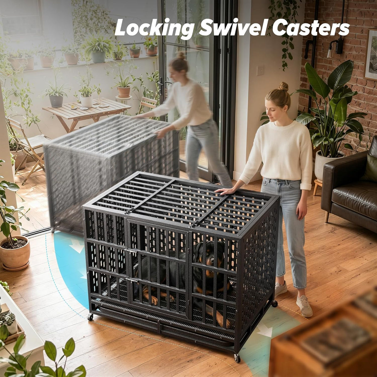 48 Inch Heavy Duty Indestructible Dog Crate, for High Anxiety Dog