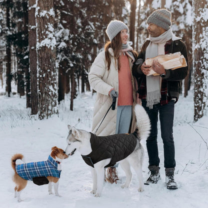 Waterproof Dog Coat, Warm Reversible Dog Jacket with Leash Hole
