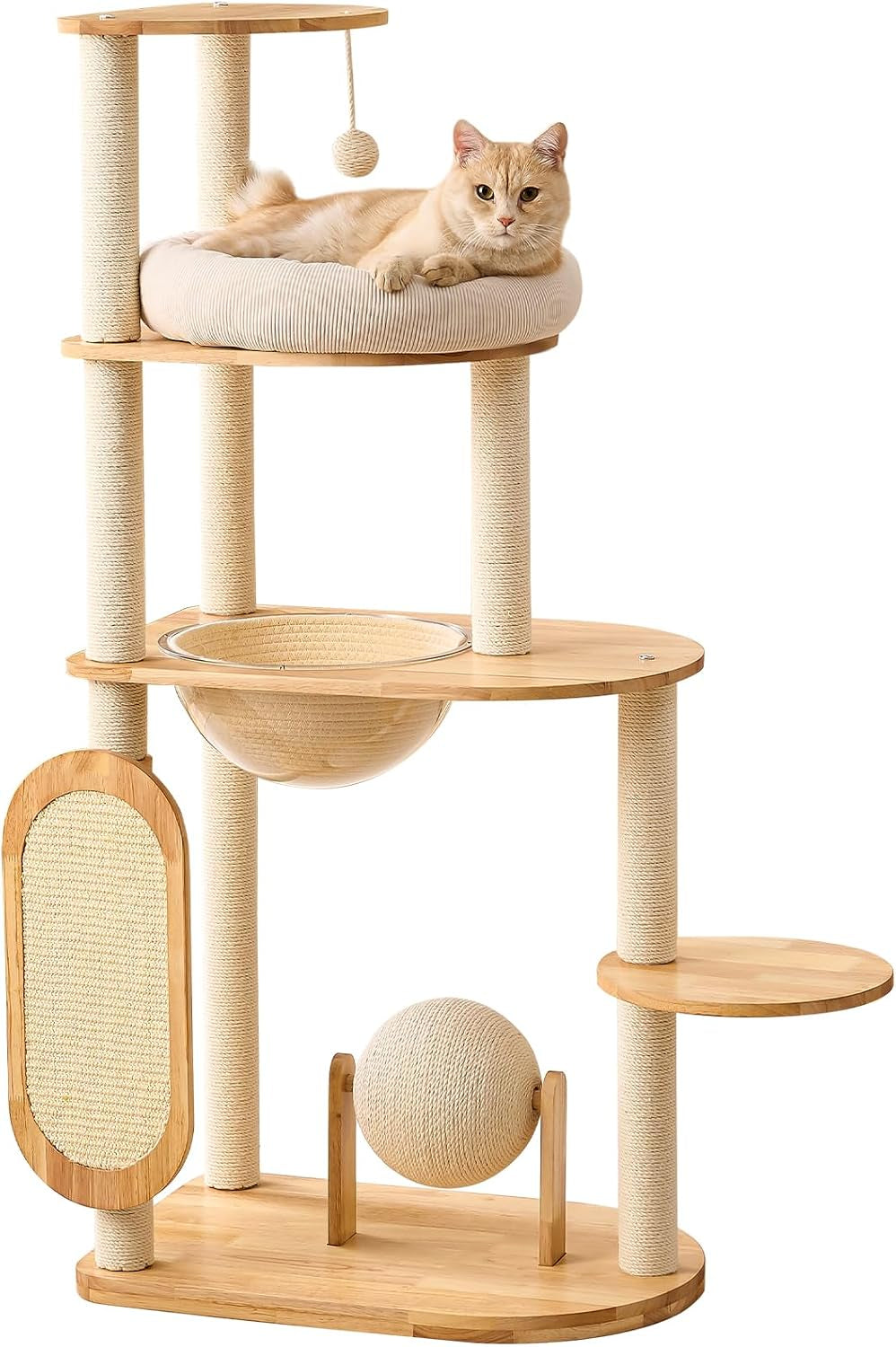 50 in Rubberwood Cat Tree Indoor Cat Tower