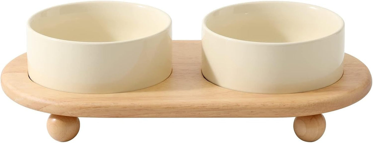 Raised Cat Bowl 5.1” Elevated Ceramic Cat Food and Water Bowl Set