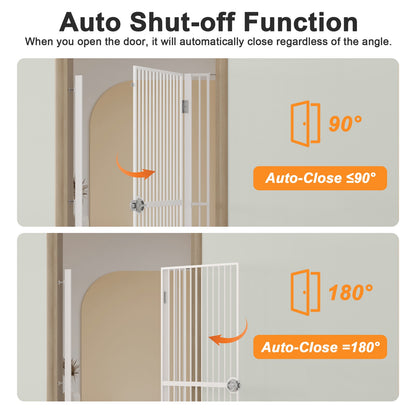 Dog Door with Cat Door, 61" Tall Cat Gate for Doorway Pet Gates No Drilling