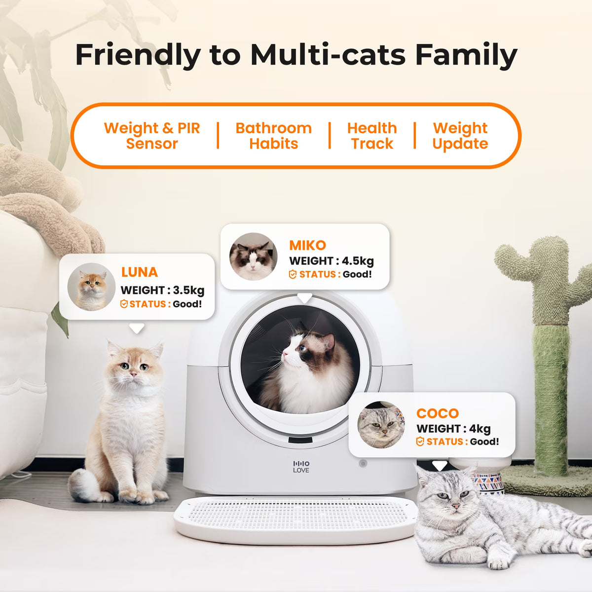 Typro Self-Cleaning Automatic Hands-Free Smart Robot Cat Litter Box with Litter Mat, Waste Bags, and Deodorizer,Gray