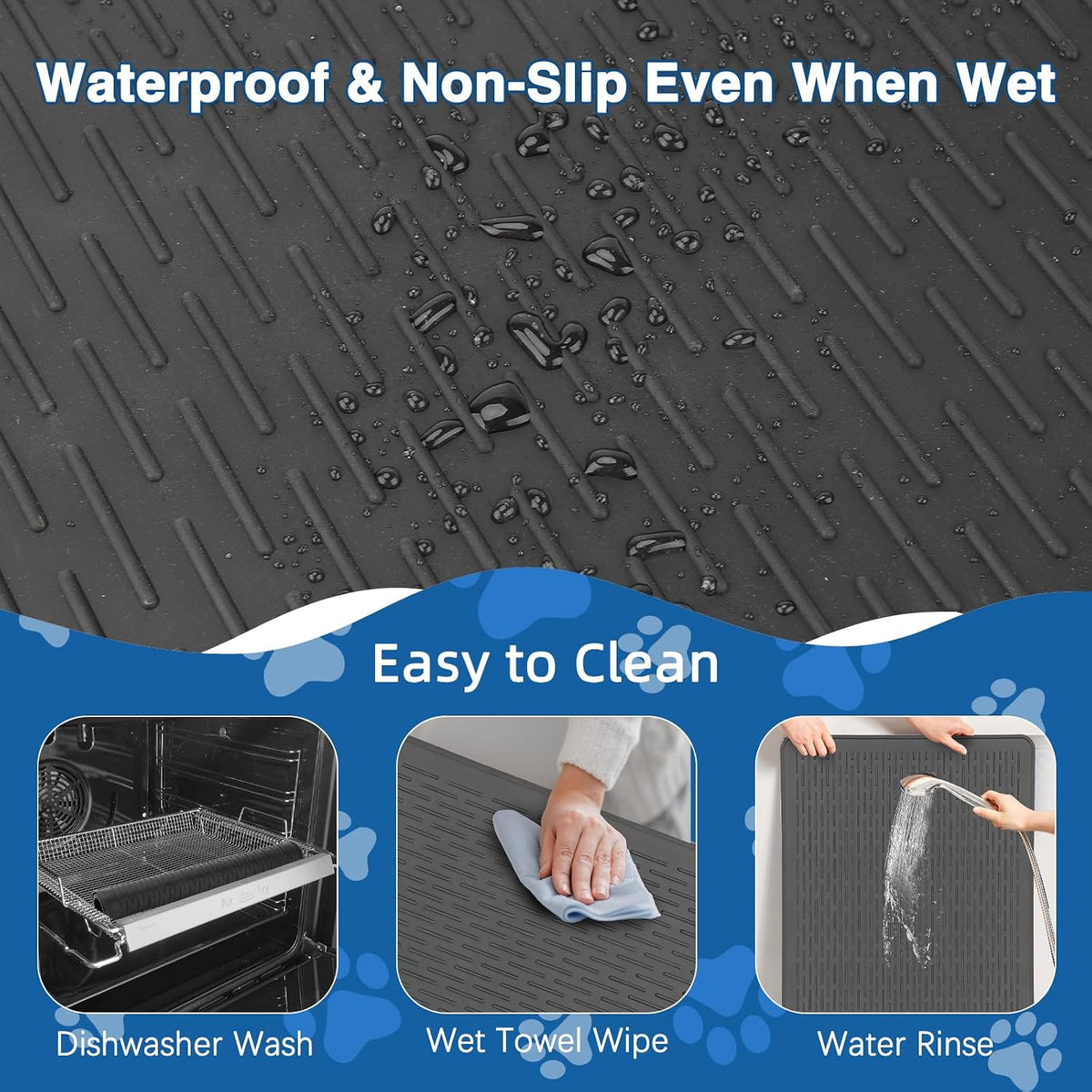Dog Grooming Table Mat, Non-Slip Silicone Pad, 28 X 19.7 in Black