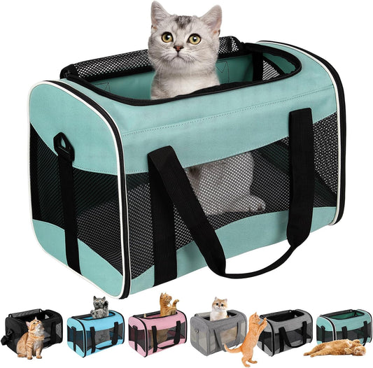 Cat Dog Carriers Soft-Sided Pet Carrier Large Cats for Medium Big Cat Small Dog Puppy up to 16Lbs TSA Airline Approved Animal Collapsible Cat Carrier Carriers Travel Carrier Cat Bag (17X11X11)