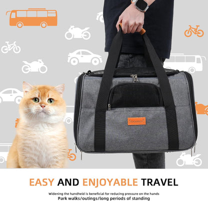 Cat Carrier, Dog Carrier, Cat Bag Carrier, Cat Travel Carrier, Soft-Sided and Scratch-Proof Mesh Cat Bag Pet Carriers, Travel Puppy Carry, Pet Home (Grey)