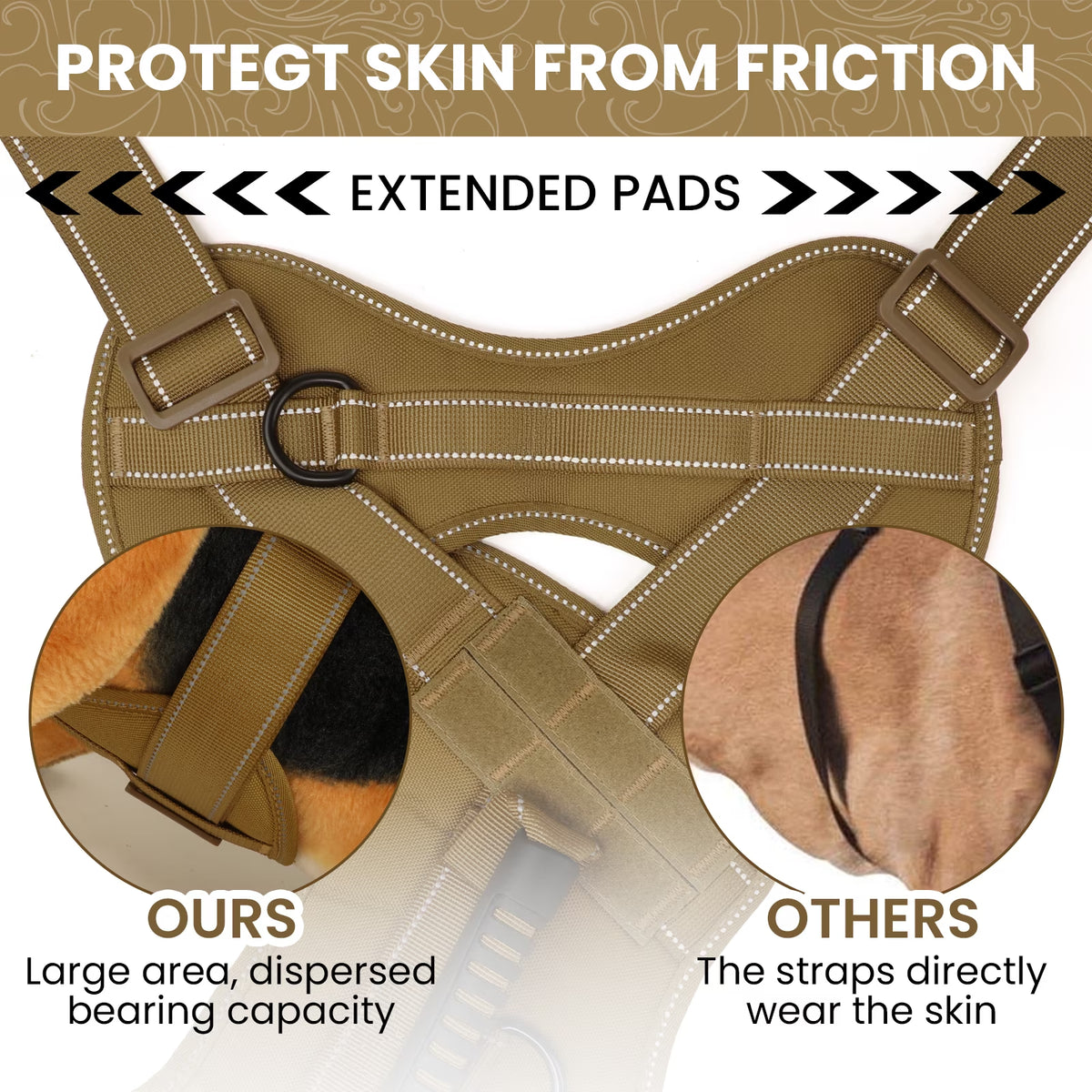 No Pull Dog Harness for Small Dogs, Reflective Dog Vest Harness with Handle, Adjustable Easy on Dog Harness for Training Running Walking, Khaki S