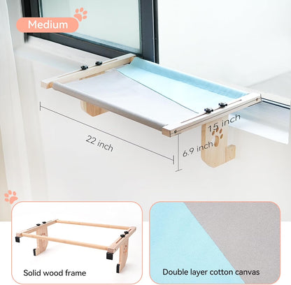 Cat Window Hammock,Cat Window Perch,Cat Window Bed,Easy to Adjust Cat Hammock for Window, Bedside,Drawer and Cabinet