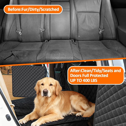 Back Seat Extender for Dogs, 68" X 52" Hard Bottom Waterproof Cover, Black