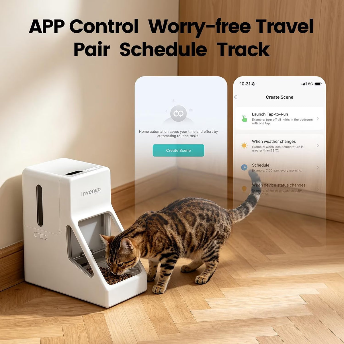 RFID Automatic Cat Feeder with Collar Tag, App Controlled Smart Pet Feeder, 3.5L Timed Automatic Dog & Cat Food Dispenser, Portion Control, Pet Exclusive Feeding