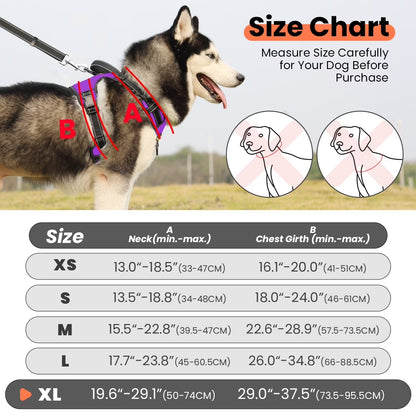 Reflective Dog Harness No Pull Dog Vest Harness with Handle, Breathable Padded Dog Chest Harness Adjustable for Large Dog-Purple XL