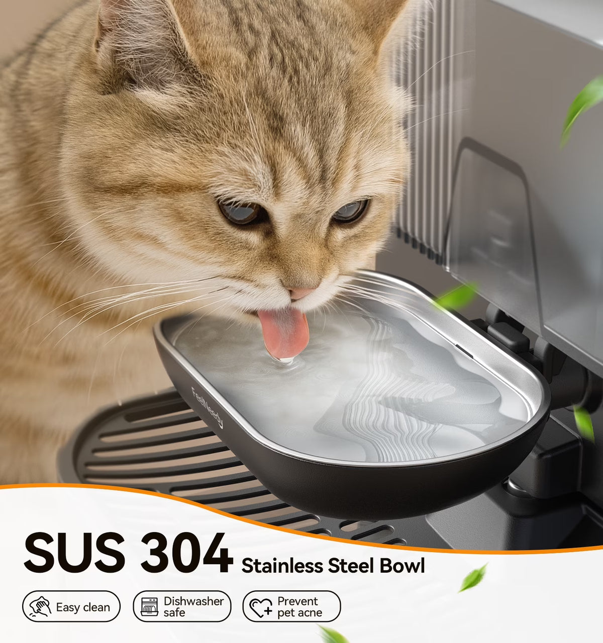 Smart Pet Water Fountain No Filter Needed, 3.5L/118Oz Wireless Cat Water Fountain with Stainless Steel Bowl,Rechargeable Automatic Water Dispenser for Cats and Kitten, Black