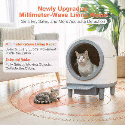 Smart Self-Cleaning Cat Litter Box with APP Control & Odor-Free Technology, Automatic Litter Box for Cats (Remote Monitoring) Cat Litter Box with Litter Control Pedal