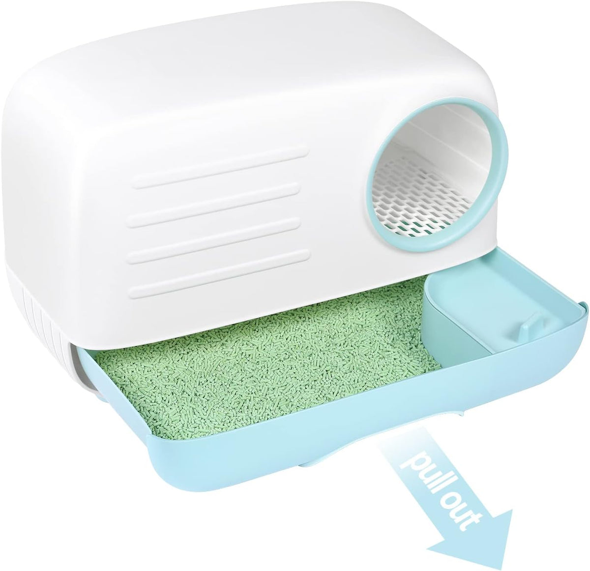 Woofigo Cat Litter Box,Fully Enclosed Litter Box Holds Odors,Prevents Urine and Litter Leakage,Assembly Free,Easy to Clean Stylish Litter Box Furniture with Pull-Out Litter Tray and Litter Scoop