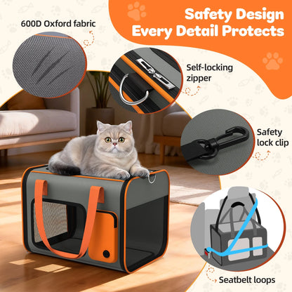 Cat Carrier Soft Sided, Pet Travel Dog Carrier for Small Dogs Cats up to 20Lbs, Cat Dog Bag Airline Approved