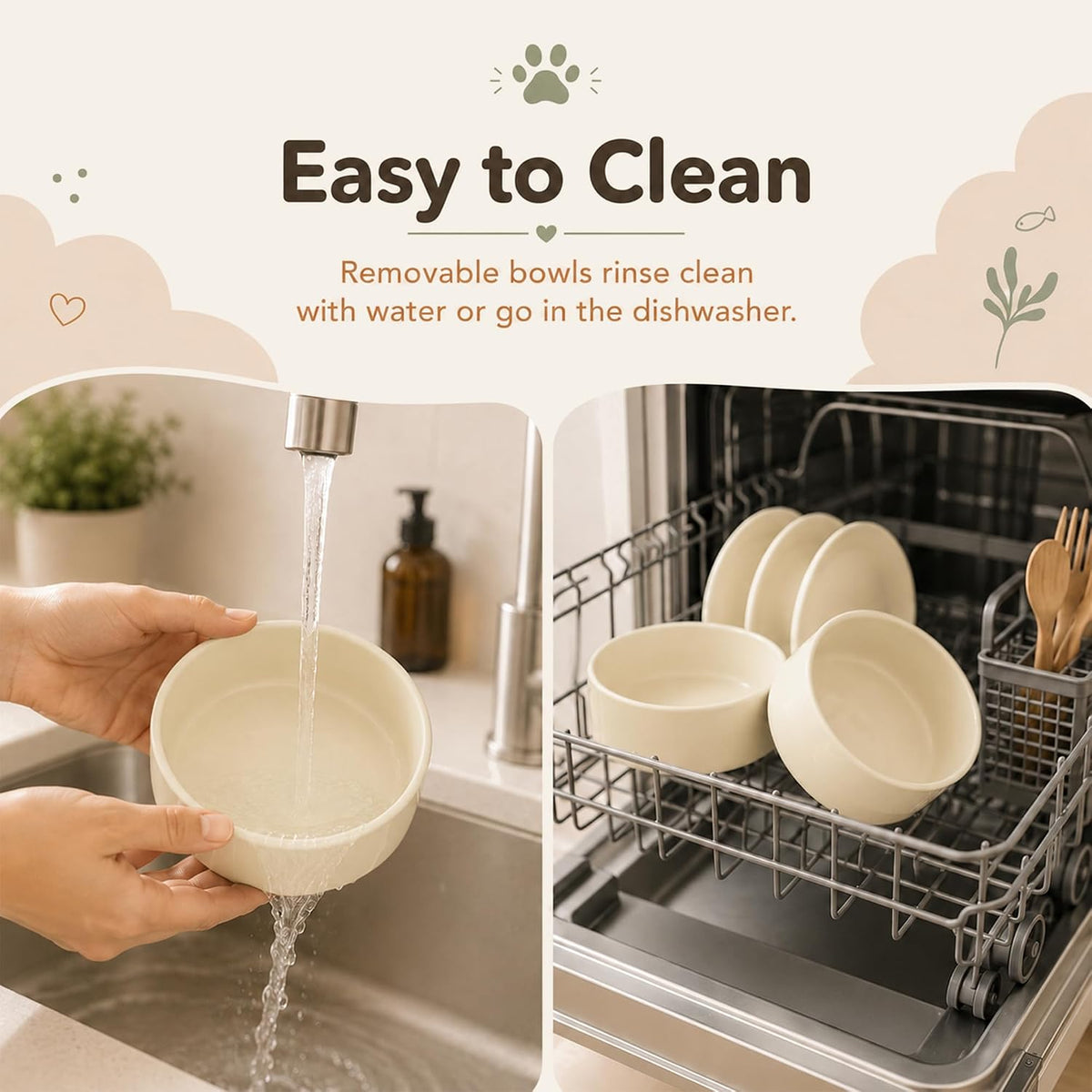 Raised Cat Bowl 5.1” Elevated Ceramic Cat Food and Water Bowl Set
