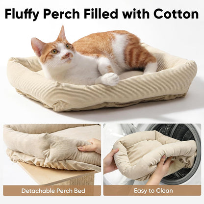 Retro-Style Cat Scratching Post with Perch for Indoor Adult Cats