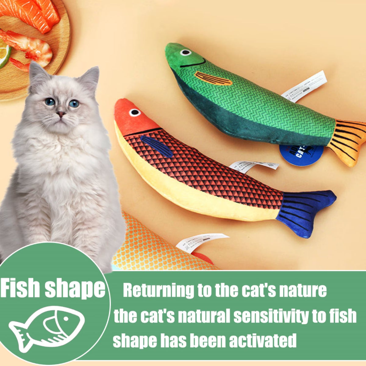 Cats Catnip Toys, Realistic Fish Interactive Toys for Kitty Pets