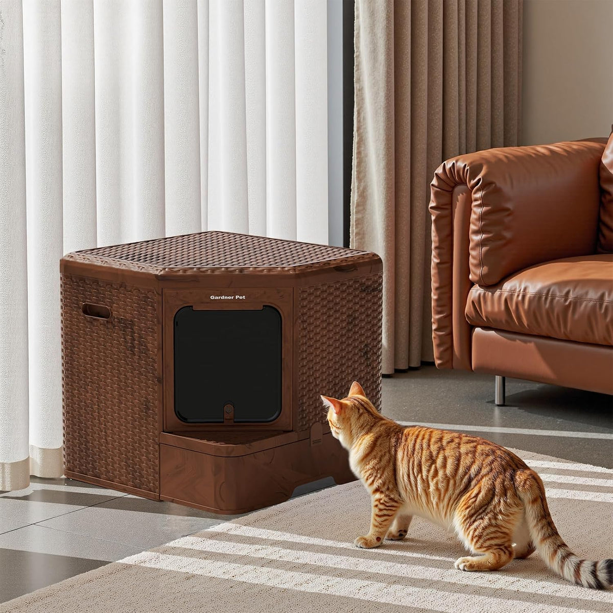 Gradner Pet Cat Litter Box, Odor-Resistant Enclosed Cat Litter Box