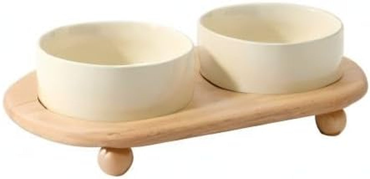 Raised Cat Bowl 5.1” Elevated Ceramic Cat Food and Water Bowl Set