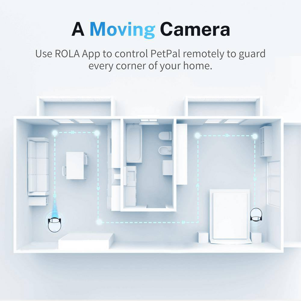 ROLA Petpal 2. 5K Camera Robot: Movable Wifi QHD Cam Indoor Smart Home Security 2-Way Audio, Video for Cat/Dog/Family