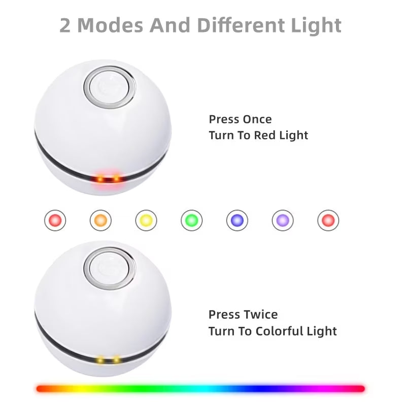 Interactive Cat Toy Ball, Automatic Rolling with LED Lights, Detachable Feather, Catnip, 360° Motion, for Indoor Pets, Grey