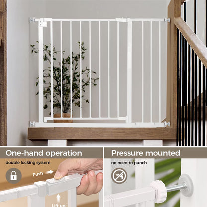 Baby Safety Gate, Baby Gates for Top Stairs Doorway, 29.5''- 40.5''Wide Pressure Mount, White