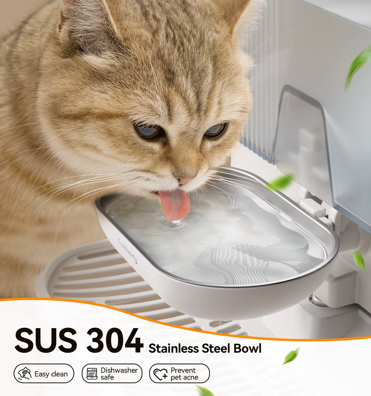 Smart Pet Water Fountain No Filter Needed, 3.5L/118Oz Wireless Cat Water Fountain with Stainless Steel Bowl,Rechargeable Automatic Water Dispenser for Cats and Kitten, White