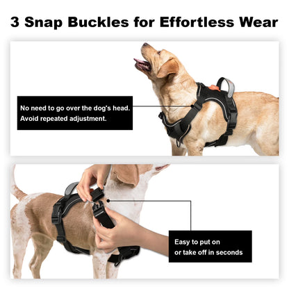 Dog Harness for Large Dogs, No Pull Dog Harness with Handle, Reflective Pet Harness, Adjusatble Service Vest Harness for Dog