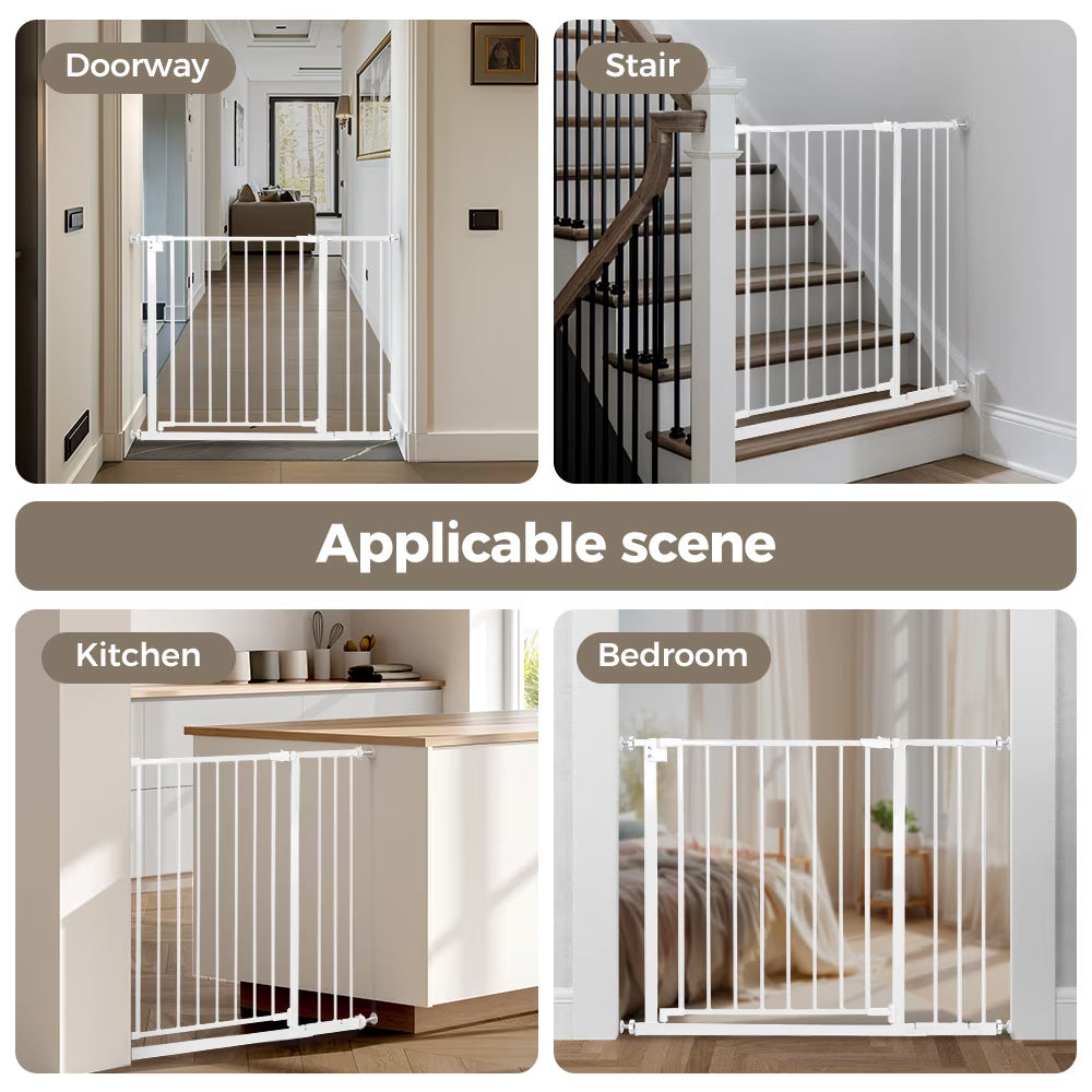 Baby Safety Gate, Baby Gates for Top Stairs Doorway, 29.5''- 40.5''Wide Pressure Mount, White