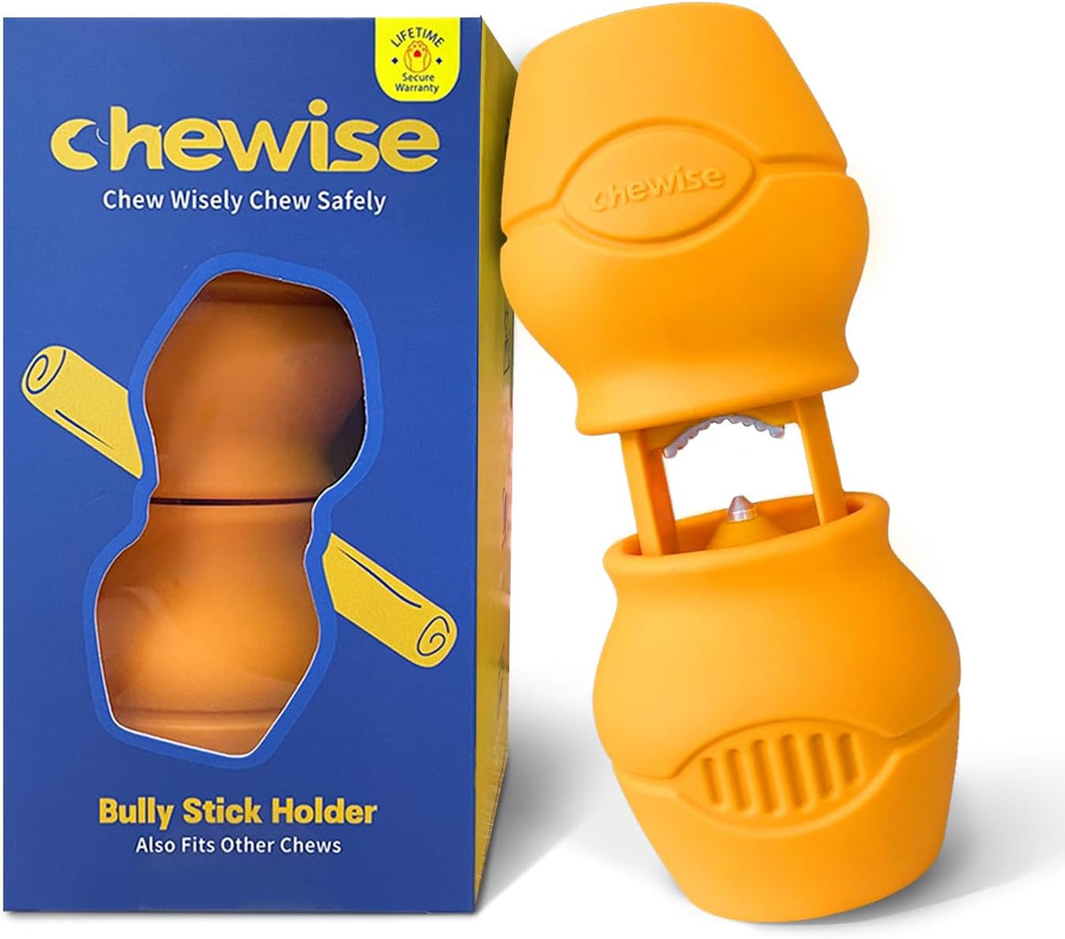 Chewise Bully Stick Holder for Dogs, Metal Teeth Dog Chew Holder