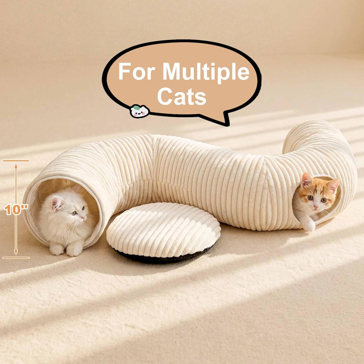 Cat Tunnel Bed with 40 Pcs Interactive Cat Toys, White