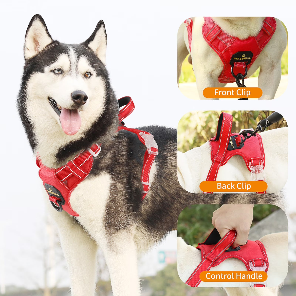 Reflective Dog Harness No Pull Dog Vest Harness with Handle,No Choke Adjustable Soft Padded Pet Vest for Small Dogs,Red Dog Galters