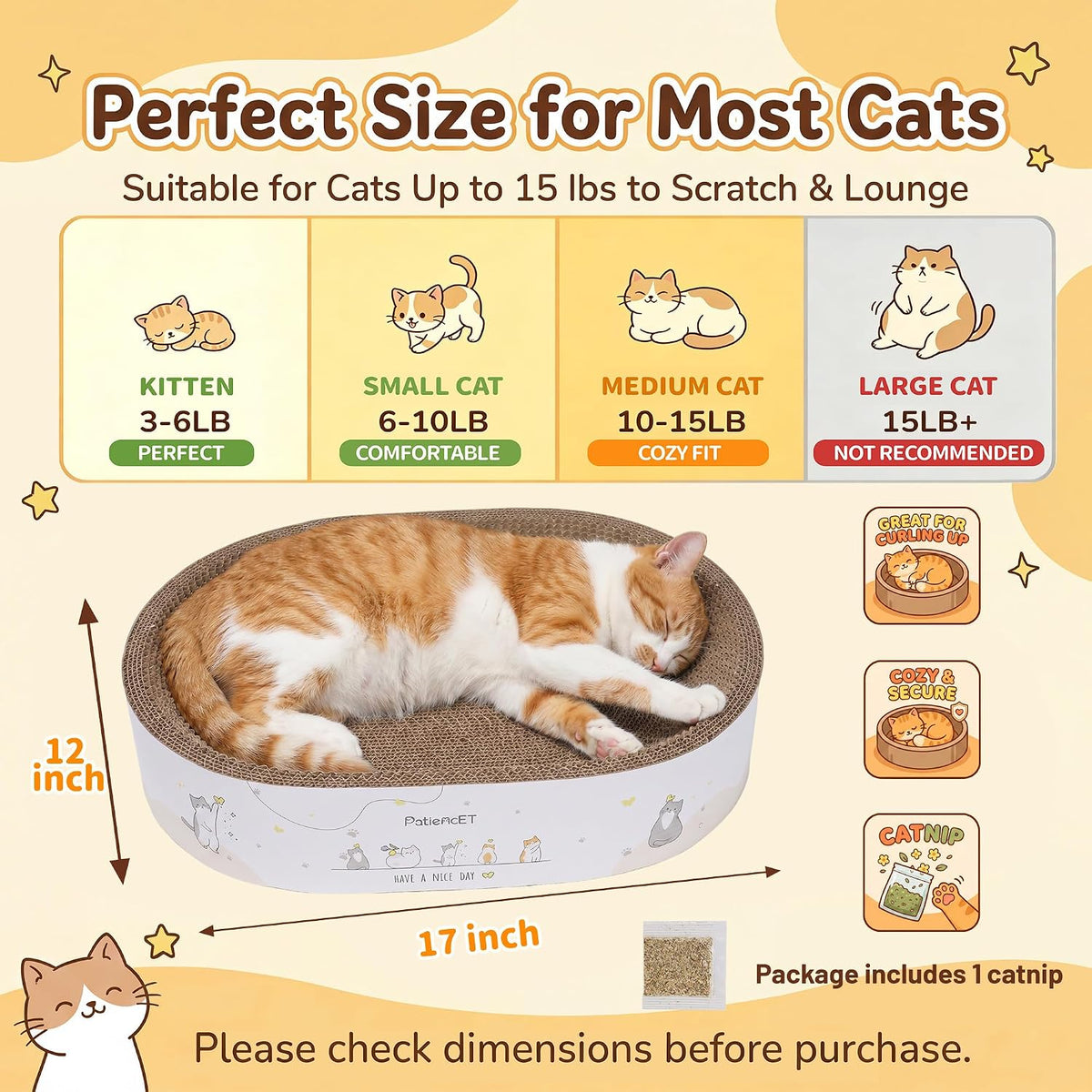 2-In-1 Oval Cat Scratcher Bed, Cardboard Lounger Scratch Bowl