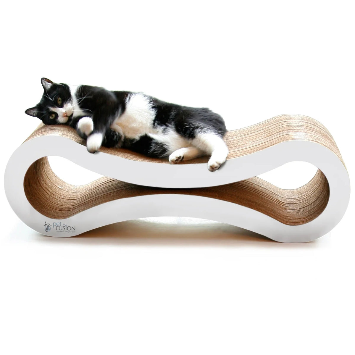 Ultimate Durable Cat Scratcher Lounge & Bed with Cat Scratching Pad, Reversible Infinity, White, 33.90"L