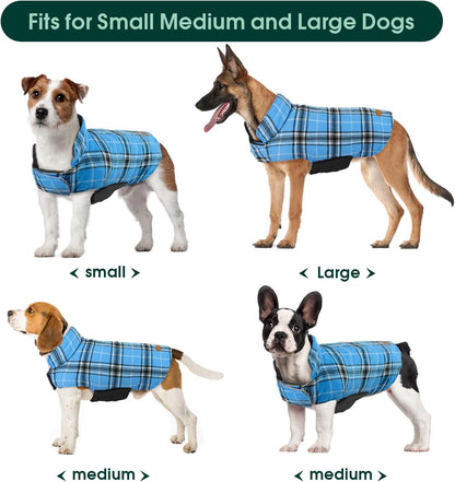 Waterproof Dog Coat, Warm Reversible Dog Jacket with Leash Hole
