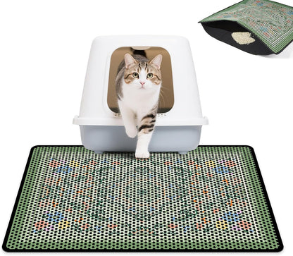 Cat Litter Mat 15"X24" Double Layer Waterproof Litter Box Mat Washable Litter Trapping Mat