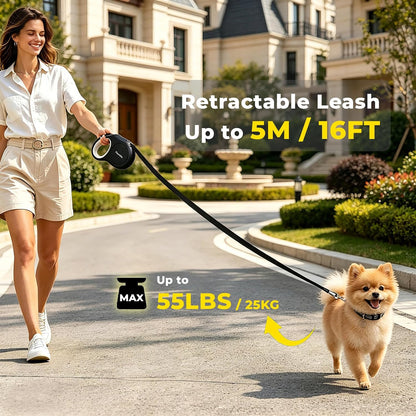 Retractable Dog Leash 16Ft for Small & Medium Dogs up to 55 Lbs