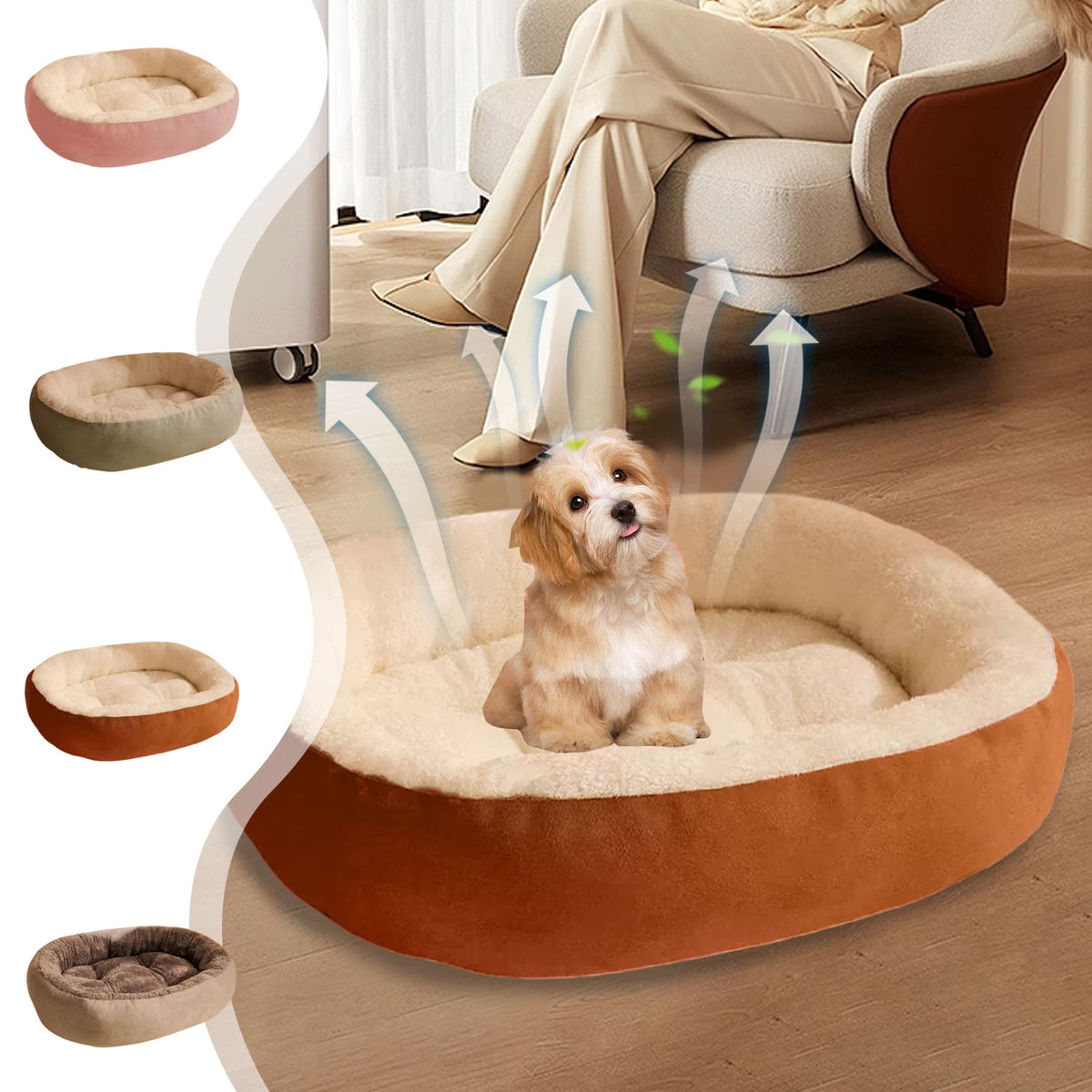 PALIFEUR Small Dog Bed for Puppy&Cat, Comfort Warmth Dog Bed, Thickened Soft Dog Beds with Cozy Sleeping, Washable Dog Bed Velvet Cover, Indoor, Gray(19.69"X15.75")