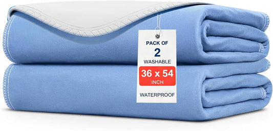 2 Pack 36" X 54" Super Large Waterproof Incontinence Bed Pads - Quick Drying Washable and Reusable Underpads for Kid, Adult, Elderly, Dog and Pet, Pee Mattress Protective Pad for Bed Couch Sofa Floor