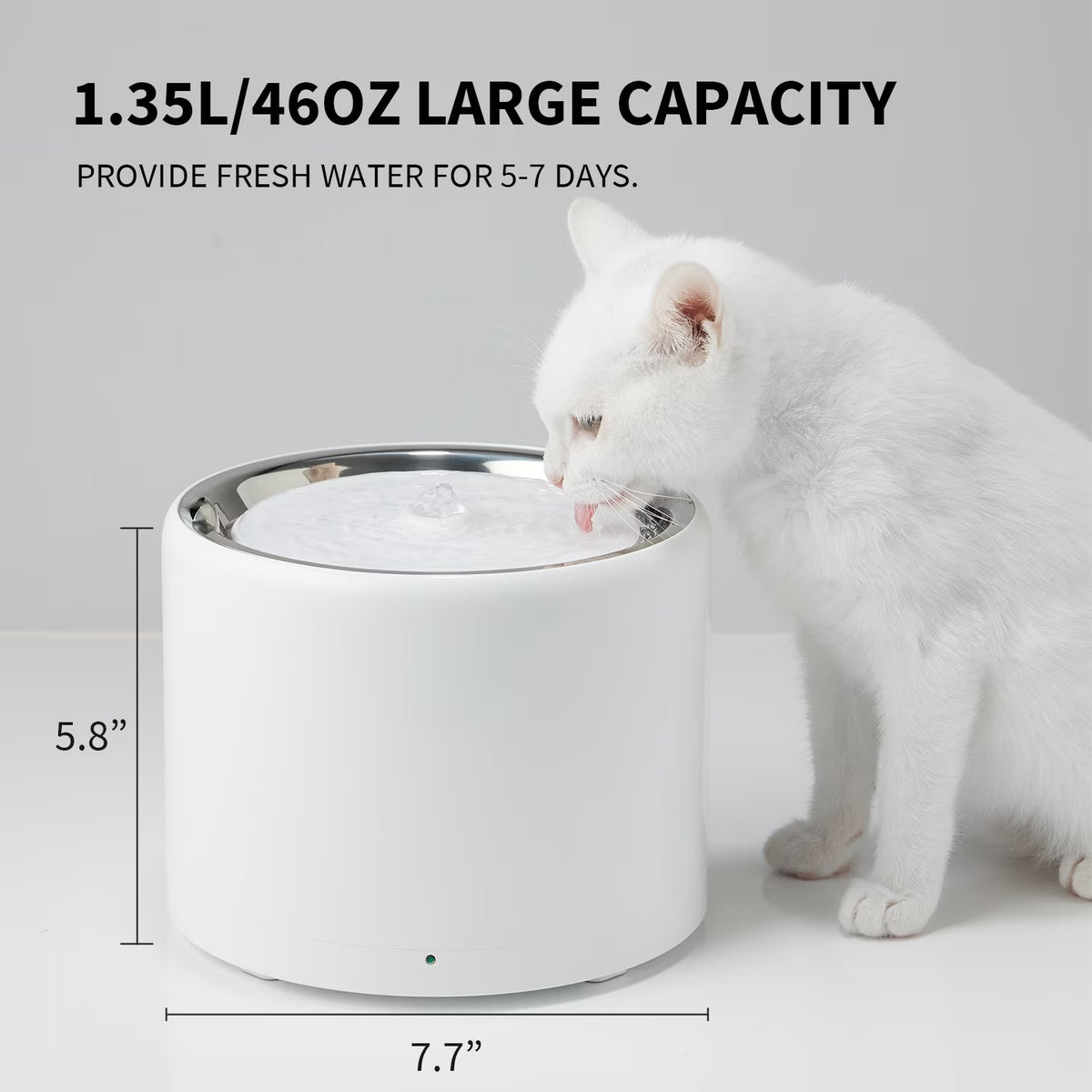 Pet Fountain,Cat Water Fountain,Stainless Steel Cat Dog Water Fountain with Wireless Pump,App Control, Ultra Quiet & LED Indicator