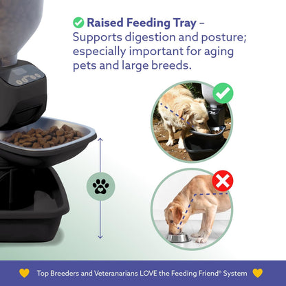® Automatic Dog & Cat Food Feeder with Water Dispenser, Smart Portion Control, OLED Display, Anti-Jam Design, Battery Operated, XS 4–15 Lbs Pets, Black