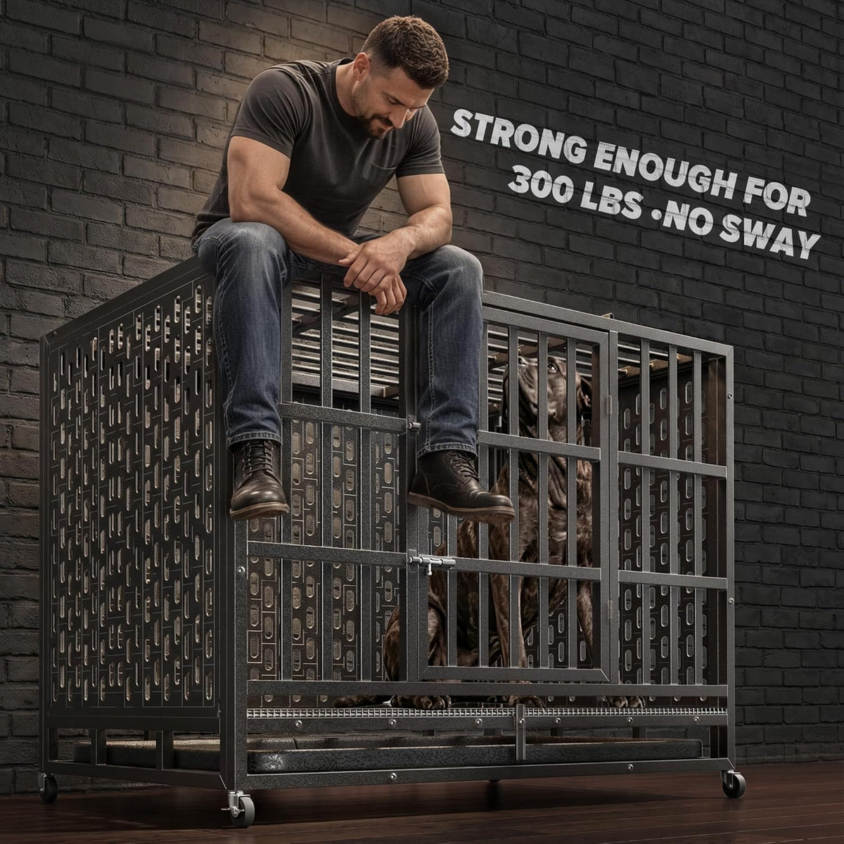 48 Inch Heavy Duty Indestructible Dog Crate, for High Anxiety Dog