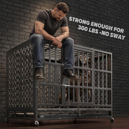 48 Inch Heavy Duty Indestructible Dog Crate, for High Anxiety Dog
