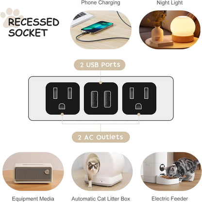 Cat Litter Box Enclosure, Litter Box Furniture for 2 Cats, Litter Box Enclosure with Socket for Living Room (Black)