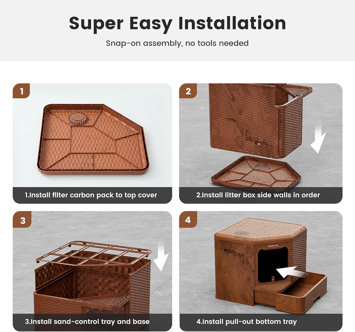 Gradner Pet Cat Litter Box, Odor-Resistant Enclosed Cat Litter Box