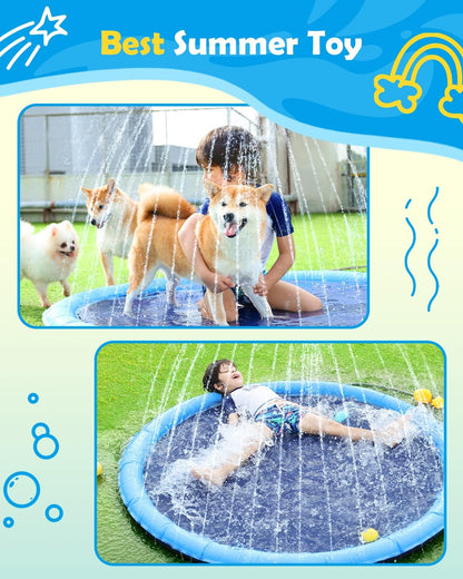 Dog Pool, Anti-Slip Splash Pad for Dogs, 67 In, Blue