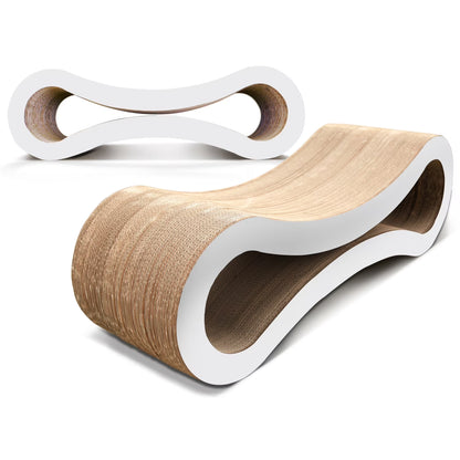 Ultimate Durable Cat Scratcher Lounge & Bed with Cat Scratching Pad, Reversible Infinity, White, 33.90"L