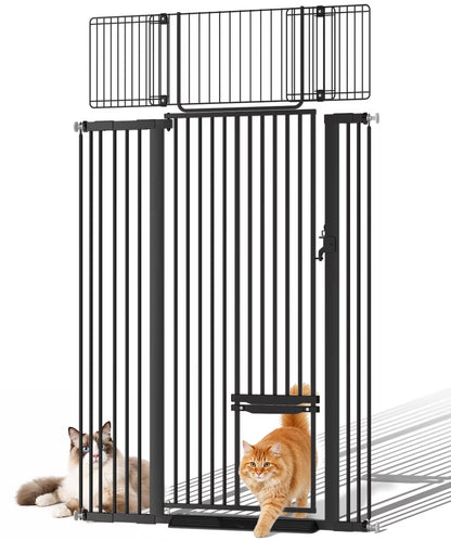 Cat Gate, 71"Extra Tall Dog Gate, 43''Wide Pet Gate Pressure Mounted, Safety Gate for Pets,Black