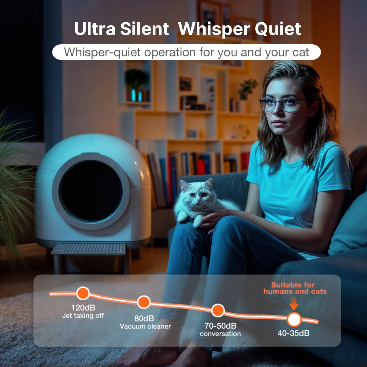 Smart Self-Cleaning Cat Litter Box with APP Control & Odor-Free Technology, Automatic Litter Box for Cats (Remote Monitoring) Cat Litter Box with Litter Control Pedal